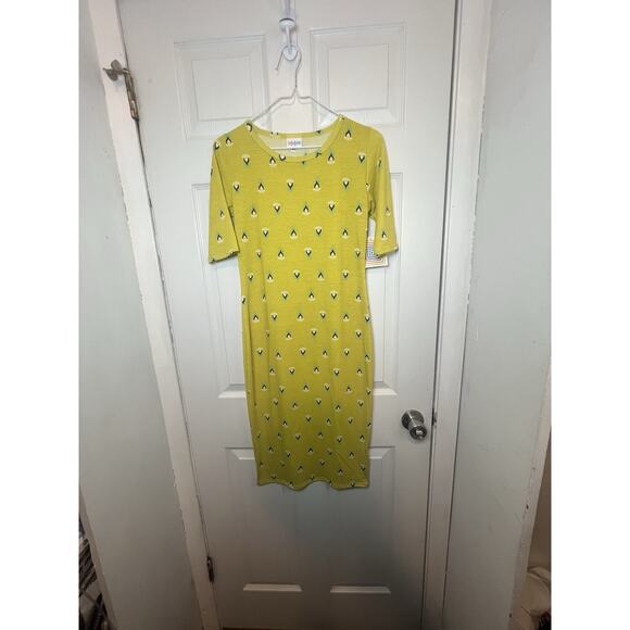 LulaRoe Yellow Body-con Comfy Core Julia Dress Size XS Fast Shipping NWT - Picture 2 of 9